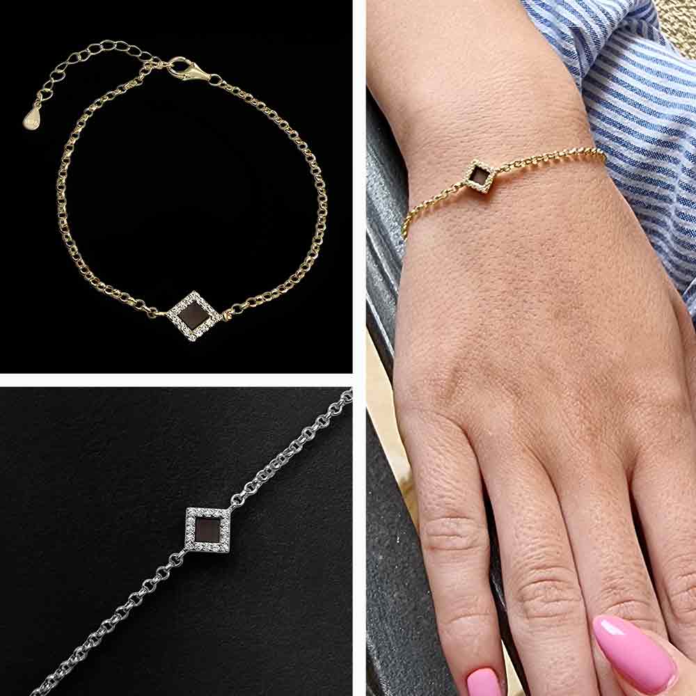 Jewelry for her rhombus bracelet with nano Bible chip – Christian women's accessory