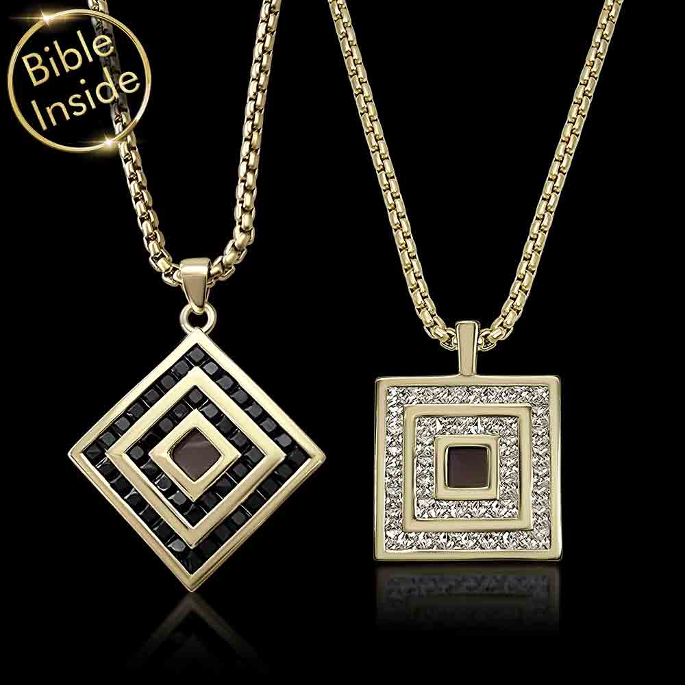 Valentine gift idea for him modern square necklace with scripture inside