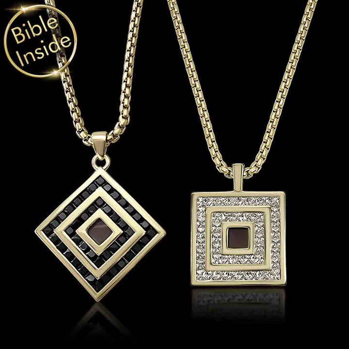 Valentine gift idea for him modern square necklace with scripture inside