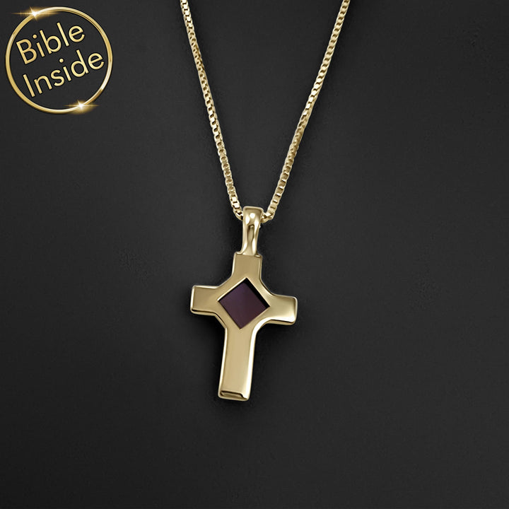 Smallest Bible necklace with timeless cross design for men and women