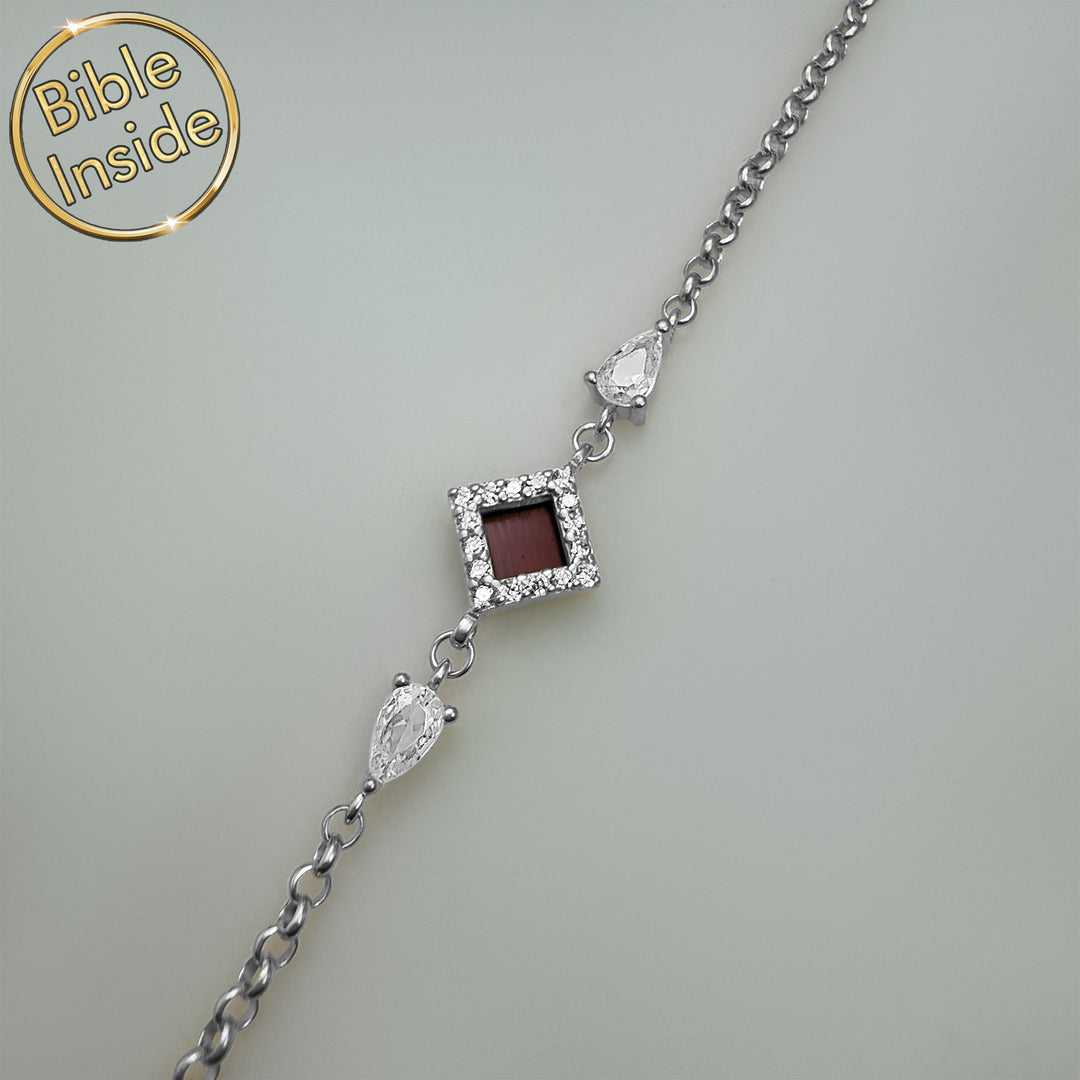 Rhombus-shaped miniature Bible bracelet, daily faith accessory