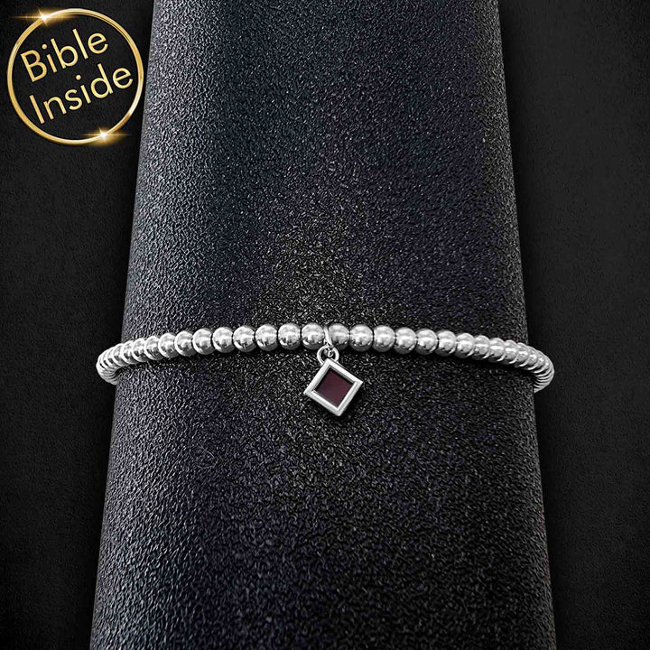 Womens tiny Bible bracelet with elegant beaded design
