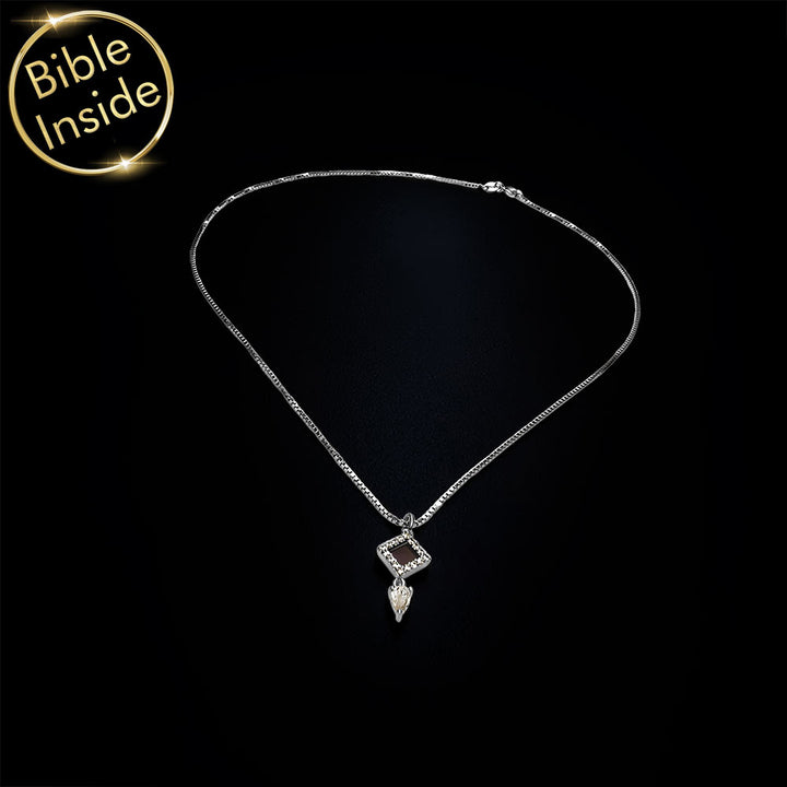 Mother's day necklace gift as unique rhombus Christian jewelry for women