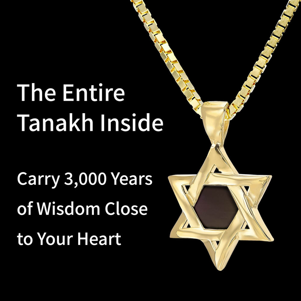 Star of David pendant with micro Bible chip for women