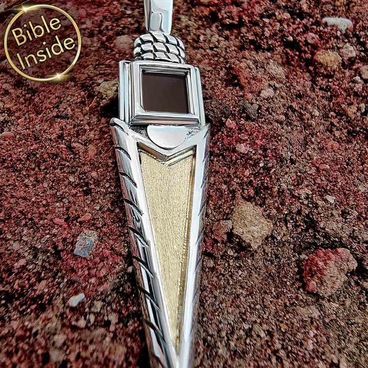 Minimalist arrow jewelry with scripture inside – Biblical gift for guys