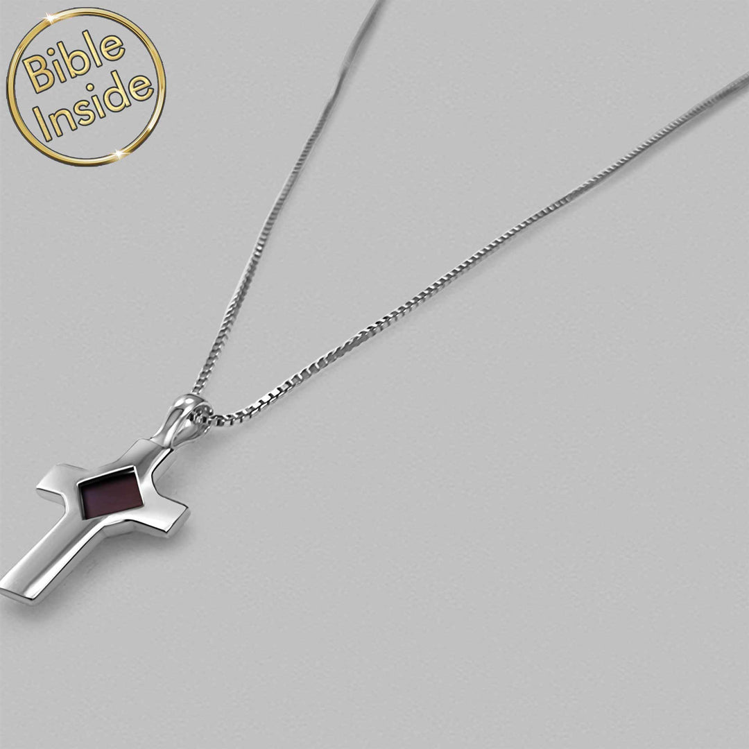 Pure cross on a chain with engraved Testament – elegant design