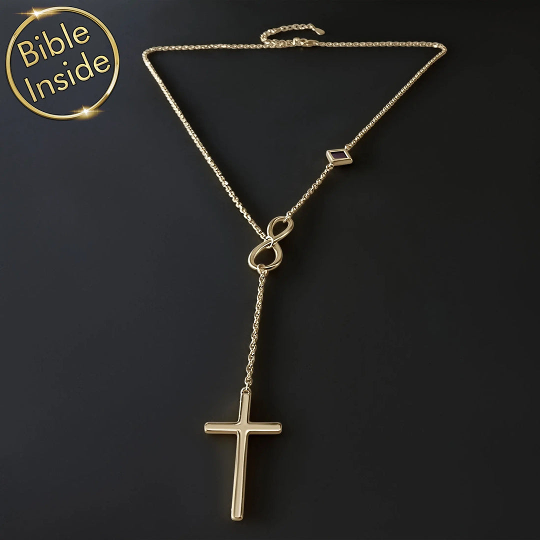 Elegant cross necklace featuring a micro Bible for Christian girls