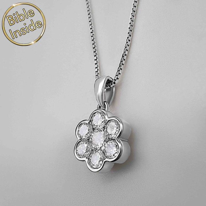 Women's biblical necklace with diamond flower pendant – My Nano Jewelry