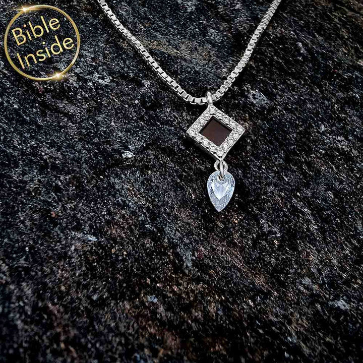 Valentine's day unique gift for her – polished square pendant Christian jewelry