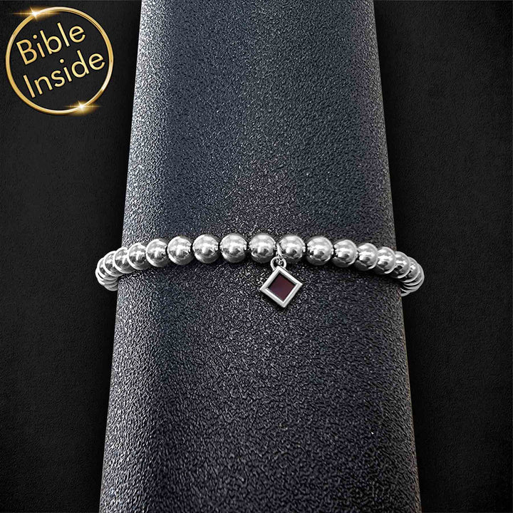 Silver finish beaded Christian bracelet for daily wear and devotion