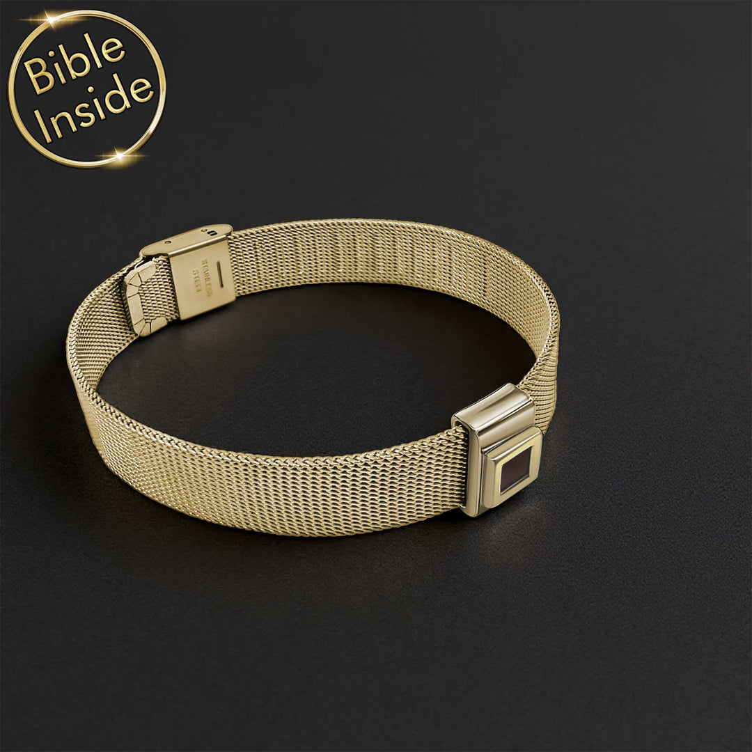 Bracelet with Bible verse for men — Knox Christian wristband gold finish