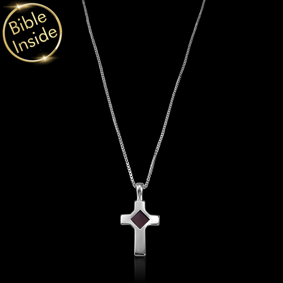 Valentine gift for teenage girlfriend - silver cross with nano Bible