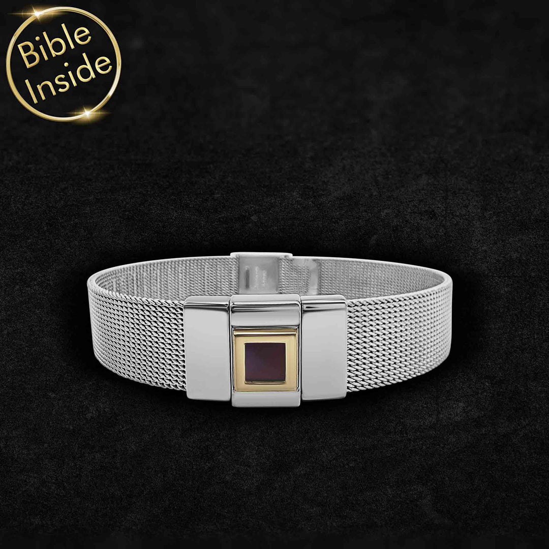 Elegant men's bracelet – valentine's day idea for your boyfriend with New Testament chip