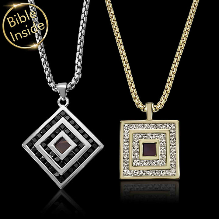 Silver and gold rhombus pendant — valentine's day idea for your boyfriend who wears his faith