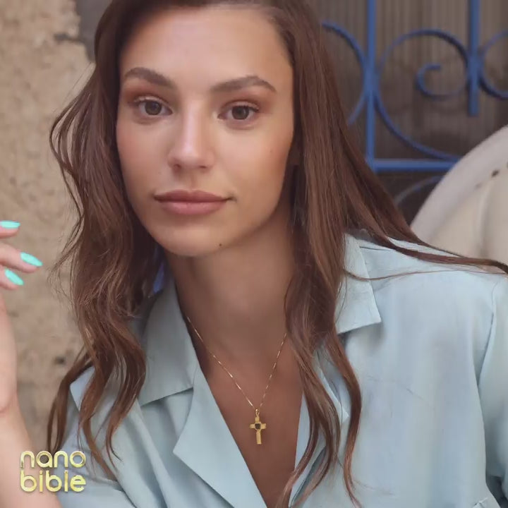 Nano Bible Through the Microscope - Cross Necklace