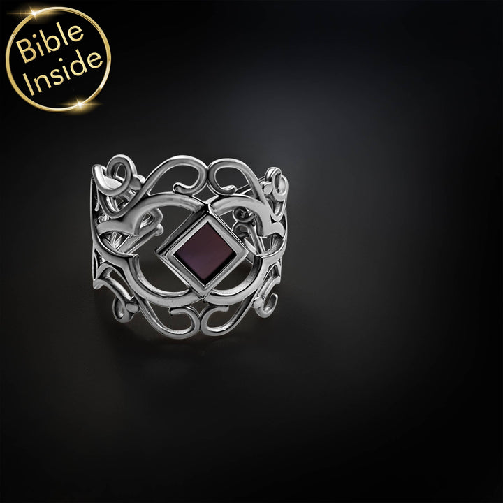 Valentine ring gift for her minimalist Christian nano Bible ring