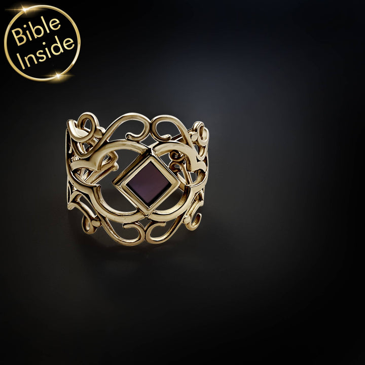 Valentine ring for girl stylish Christian ring with microchip Bible