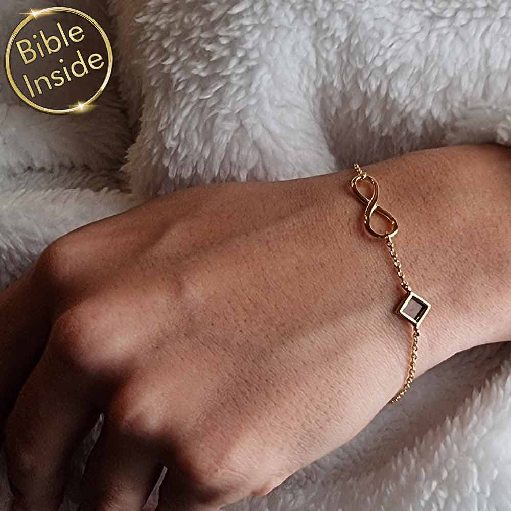 Religious charm bracelet for women with nano Bible chip – Christian jewelry