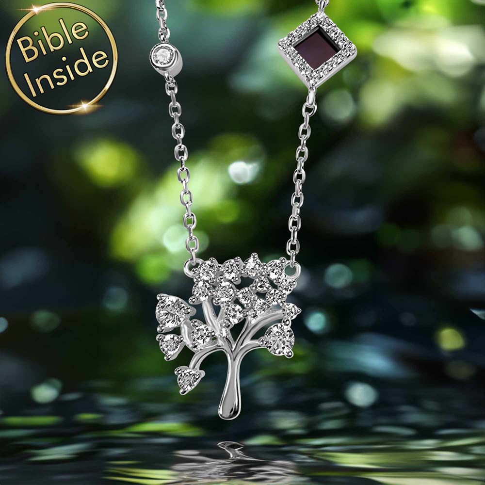Religious necklace tree of life charm in silver – elegant women's faith piece