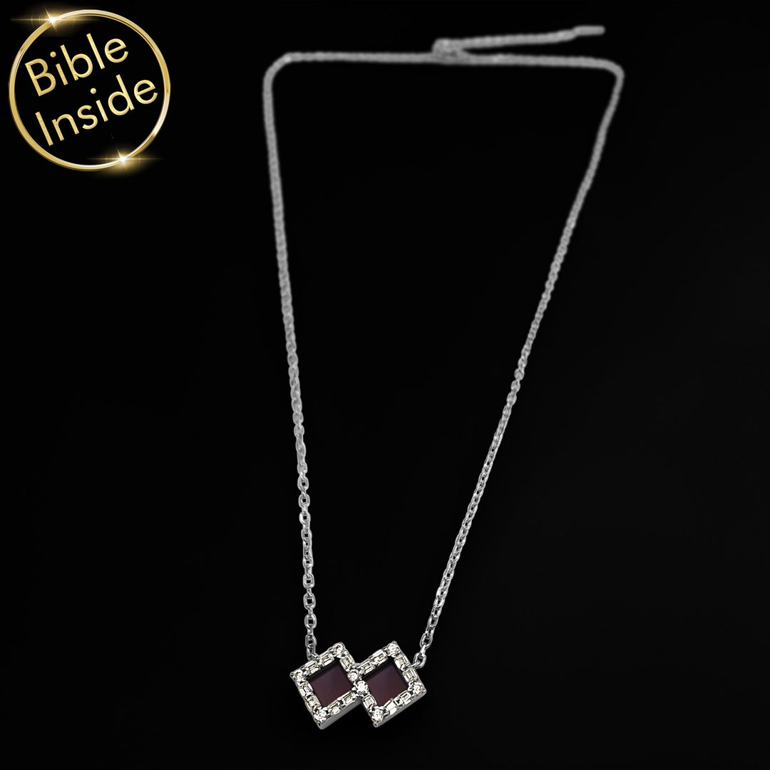 Women's religious Necklace with CZ stones - holy scripture necklace in silver