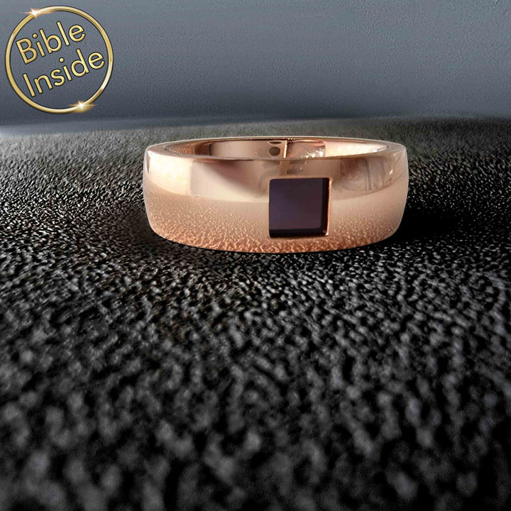 Ring for Valentine's day in stainless steel – miniature Bible inside for men