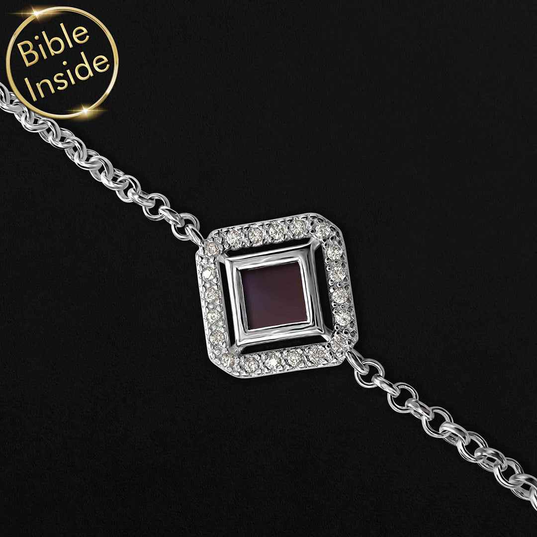 Elegant silver scripture bracelet for women, micro Bible inside – Shlama faith jewelry