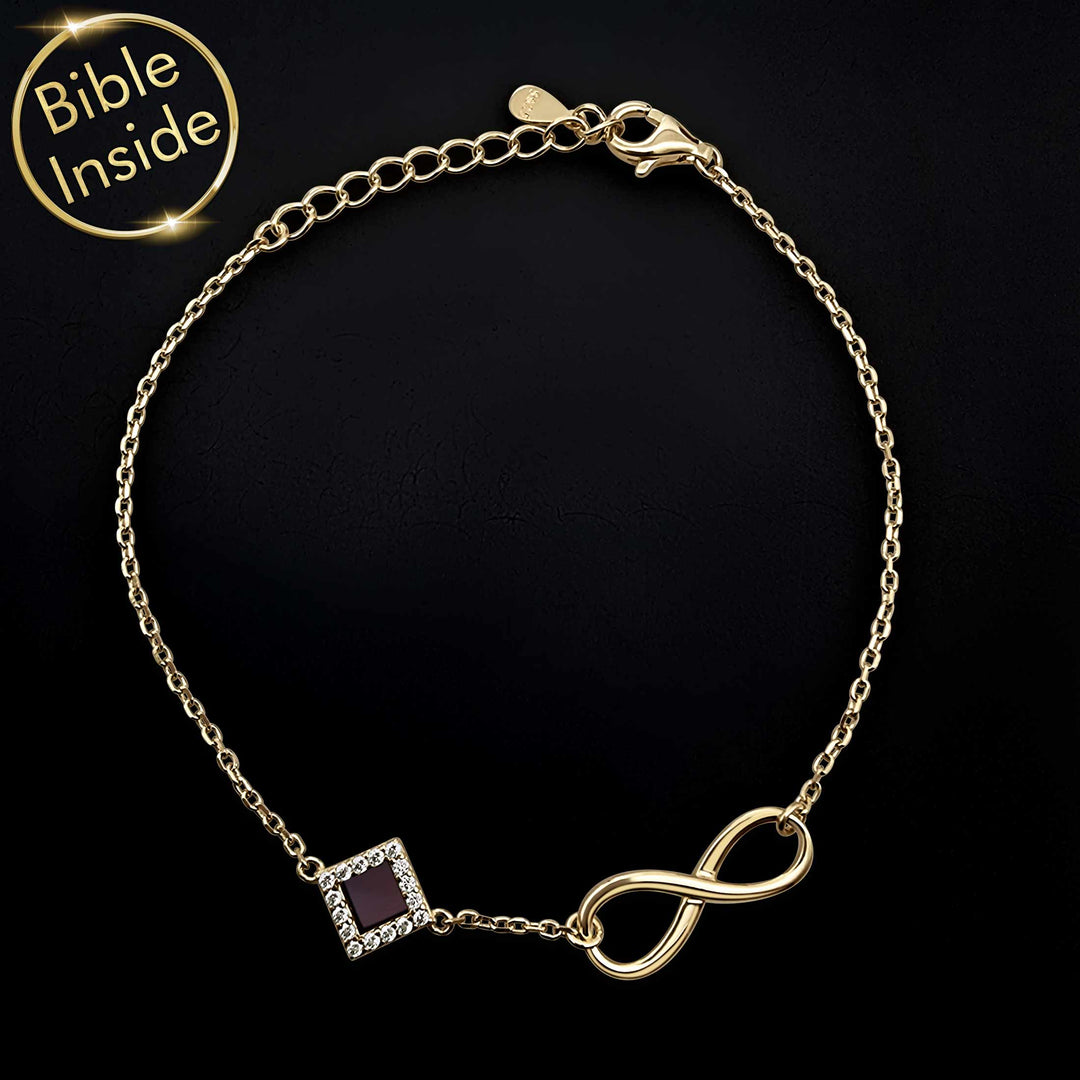 Christian bracelet with scripture – infinity symbol, nano Bible chip inside