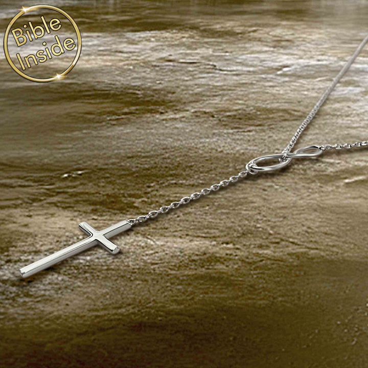 Simple cross necklace with scripture in silver– My Nano Jewelry