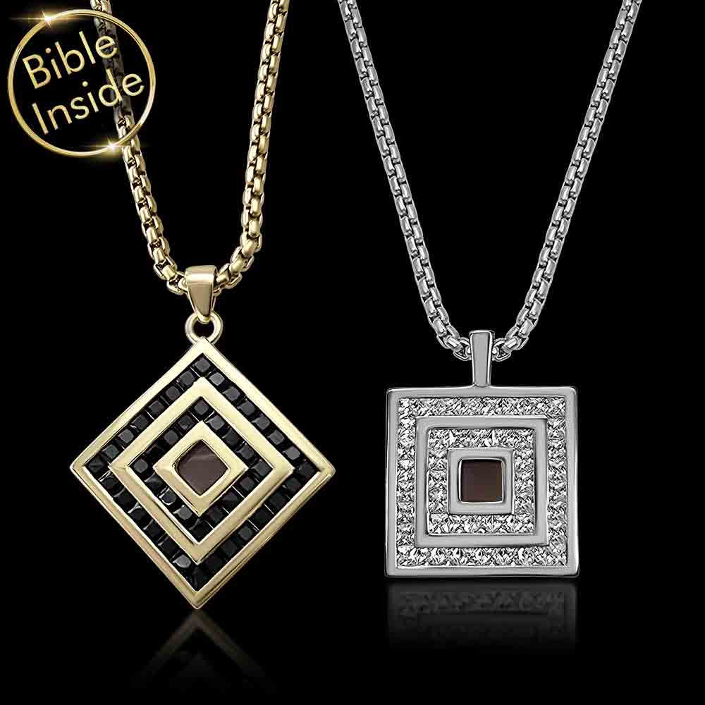 Gift-worthy necklace with scripture and micro Bible technology