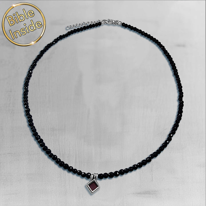 Scripture necklace for women with contemporary rhombus design