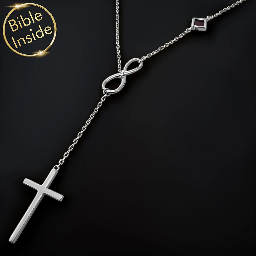 Silver cross necklace with scripture pendant – My Nano Jewelry