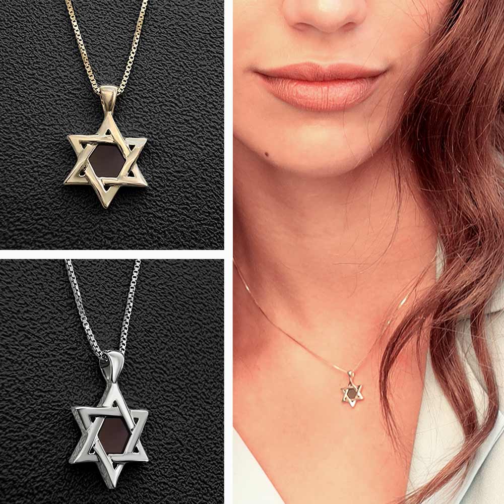 Scripture pendant necklace Star of David design