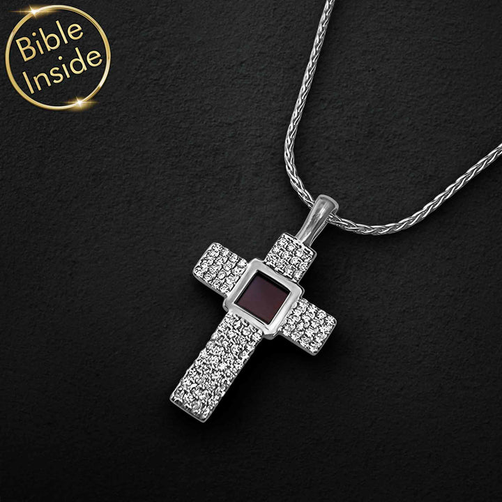 Silver cross jewelry necklace, simple pendant for daily wear