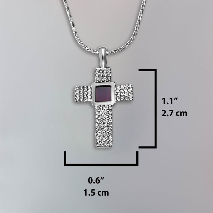 Women's silver cross necklace in sterling silver, minimalist design