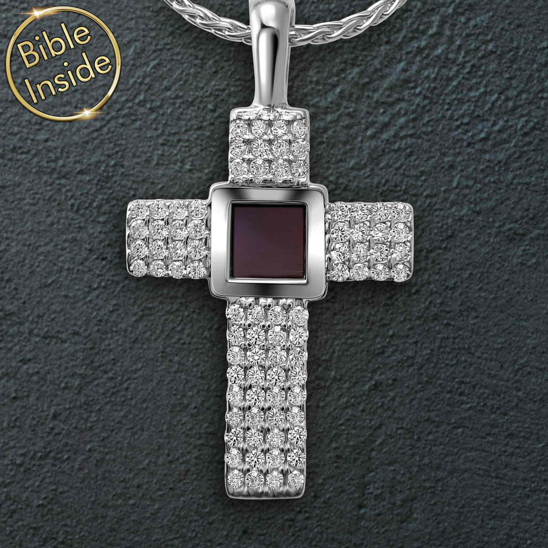Women's silver cross necklace, simple cross pendant design