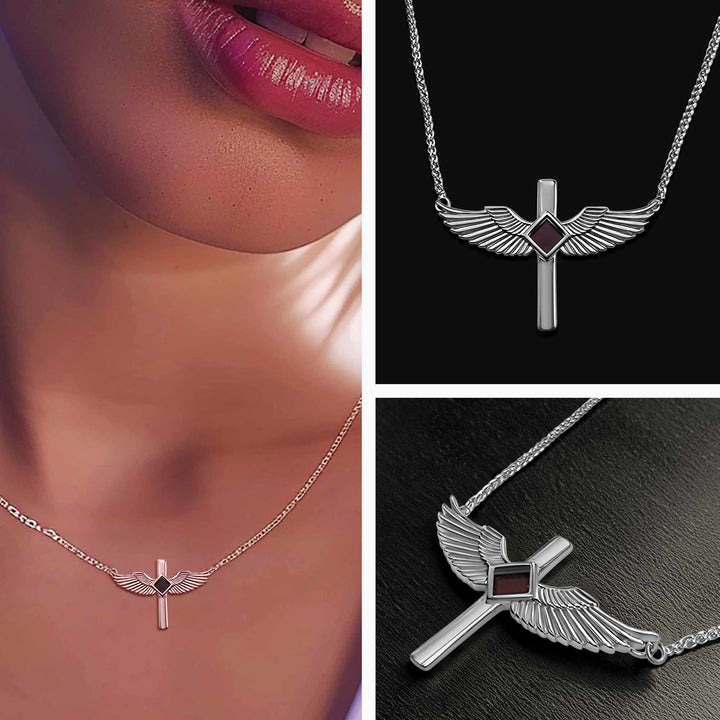 Silver cross pendant for women's with engraved nano Bible chip inside
