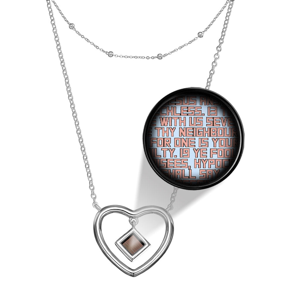 925 sterling silver heart necklace with miniature Bible chip – gift for women