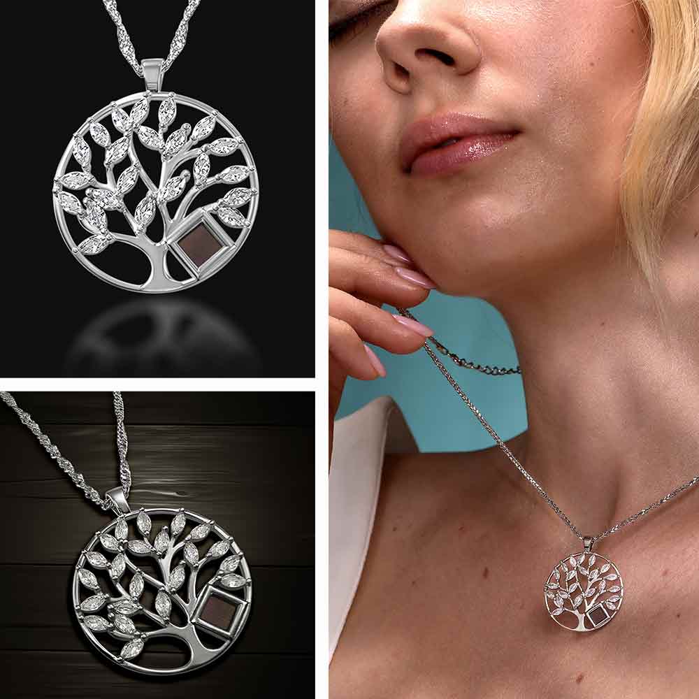 Silver tree of life necklace with nano Bible chip – minimalist Christian jewelry