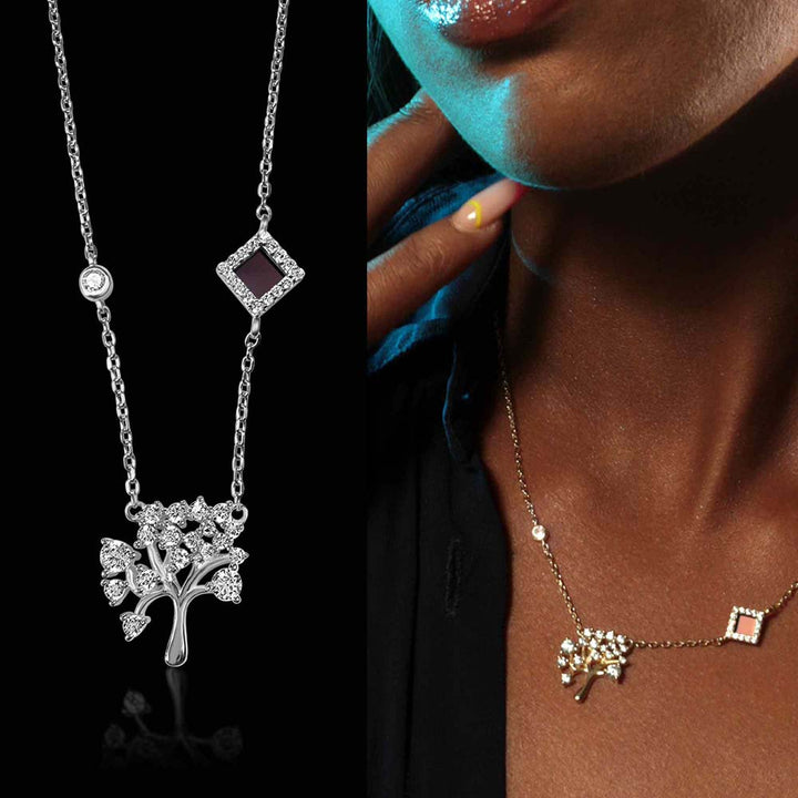 Silver tree of life necklace with nano Bible chip – sterling silver pendant