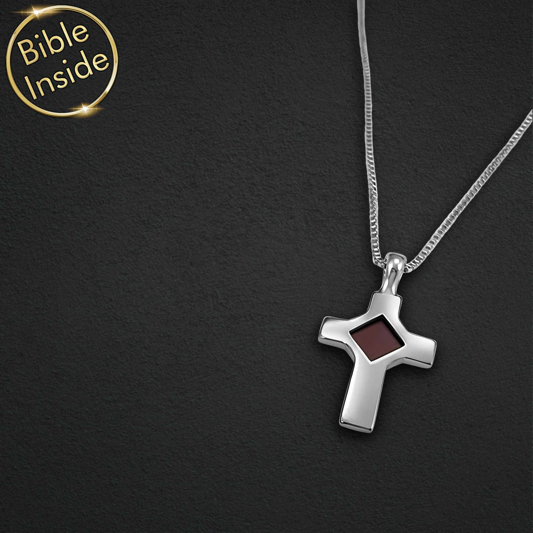 White gold cross necklace for women, highly polished pendant for everyday faith