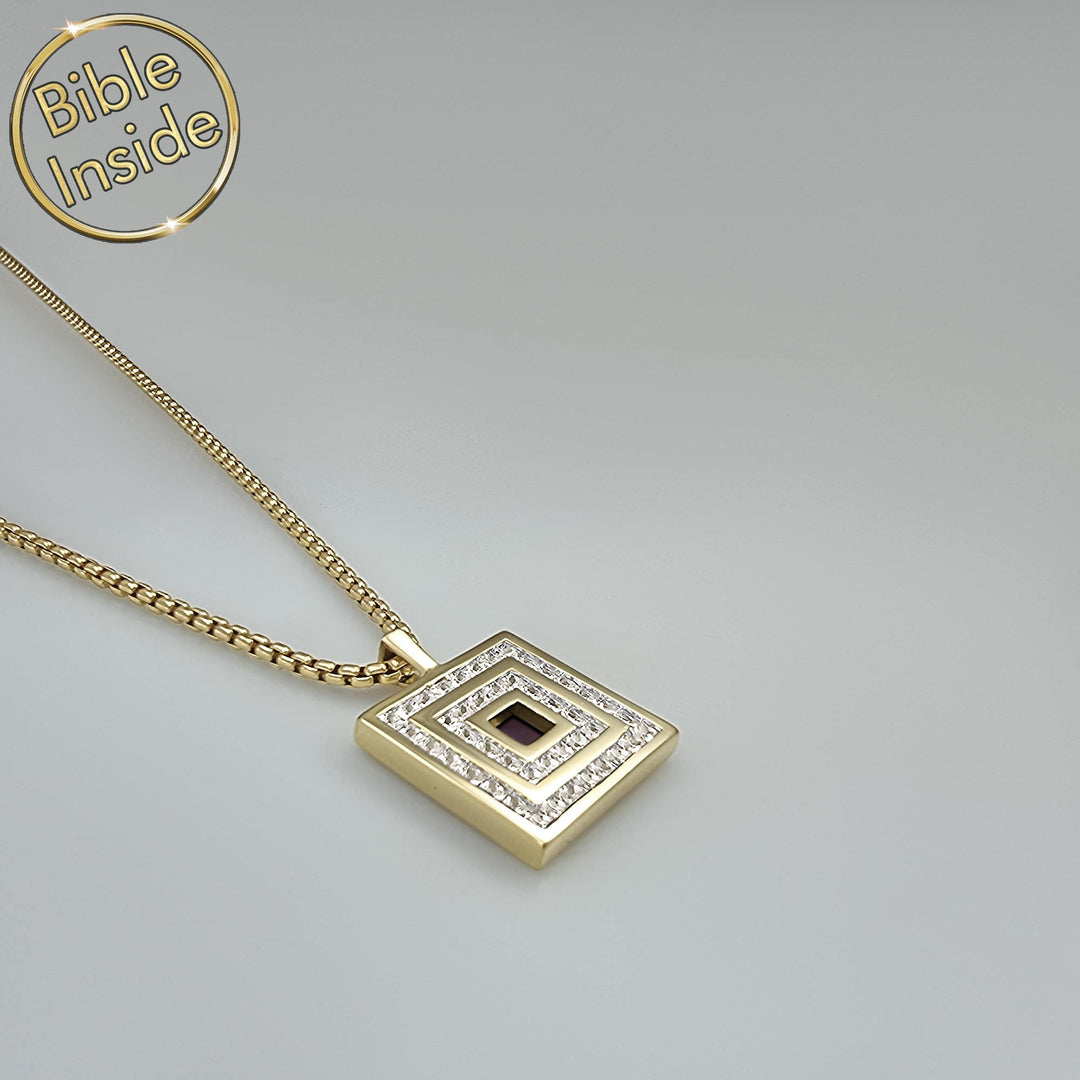 Gold rhombus necklace unique valentine present for Christian women