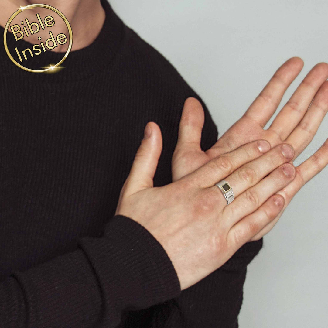 Unique  minimalist nano Bible Hercules ring Valentine's day unique gift for him