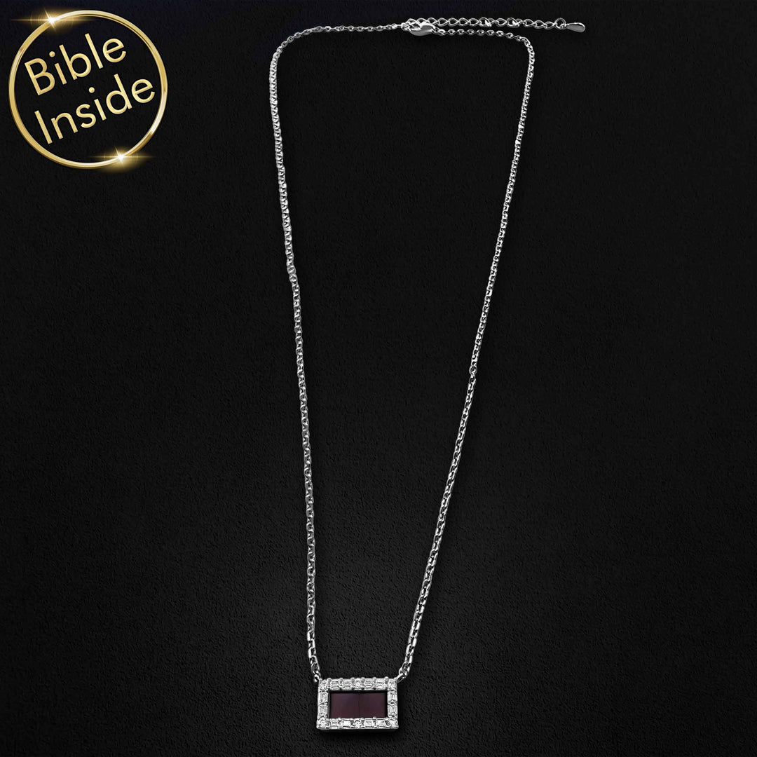 Unique Valentine's gift for her — silver Word necklace with Old and New Testament inside