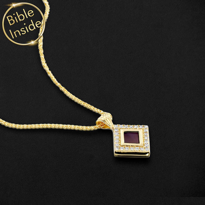 Cute Christian necklace with Nano Bible, Idea for Valentine's day gift for her