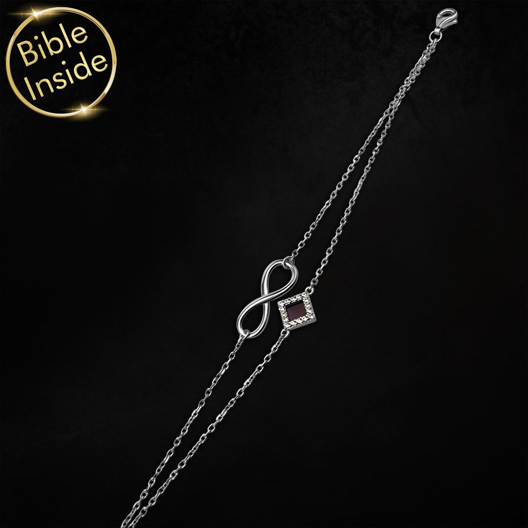 Elegant Christian jewelry bracelet — infinity charm, meaningful gift