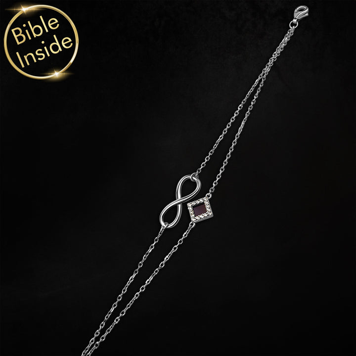 Elegant Christian jewelry bracelet — infinity charm, meaningful gift