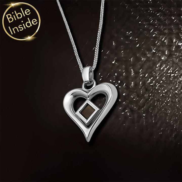 Silver heart necklace for women's daily wear, polished and dainty