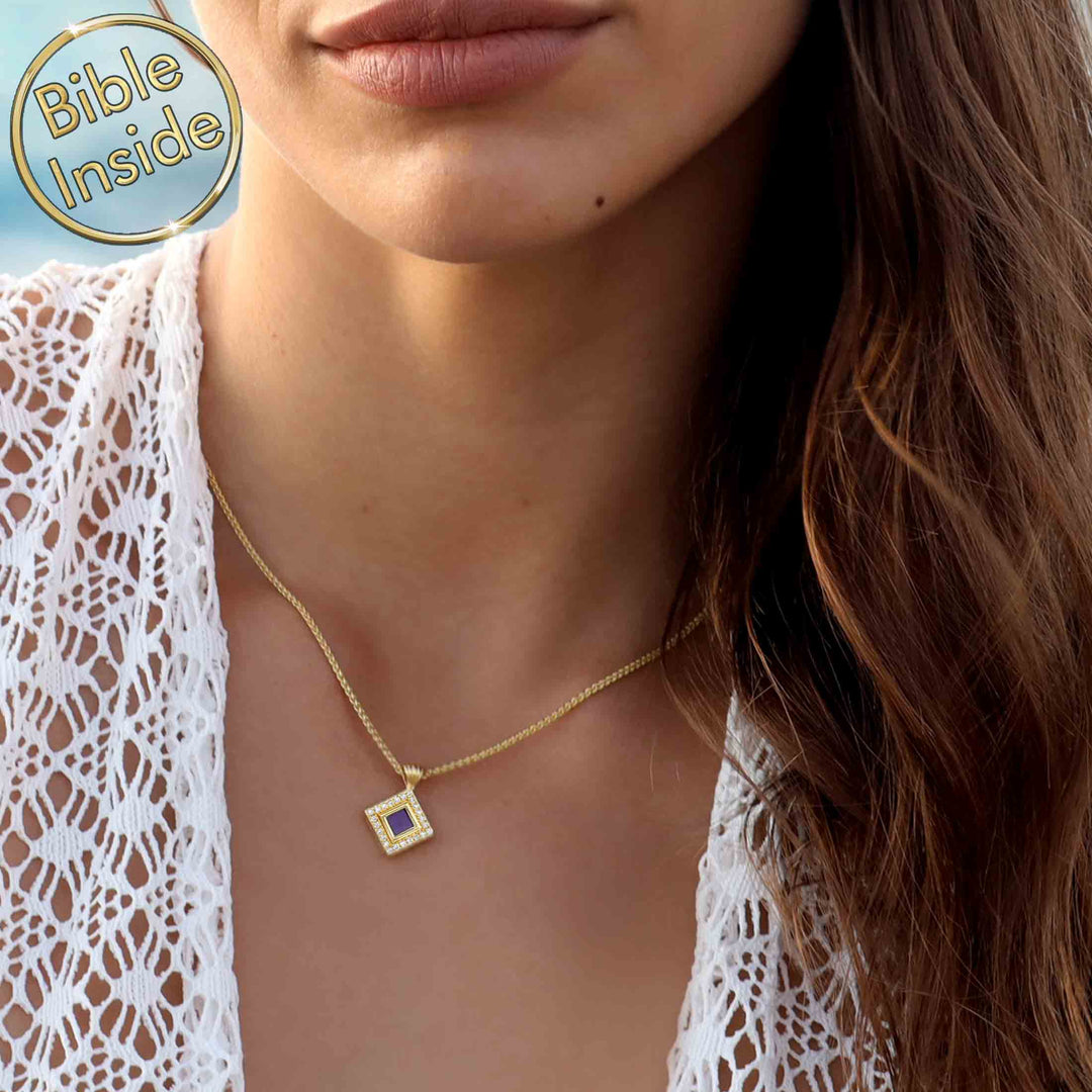 Best gift for valentine – Christian womens necklace with New Testament micro Bible chip
