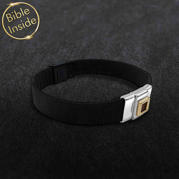 Minimalist tiny Bible bracelet – sleek stainless steel design for Christian men