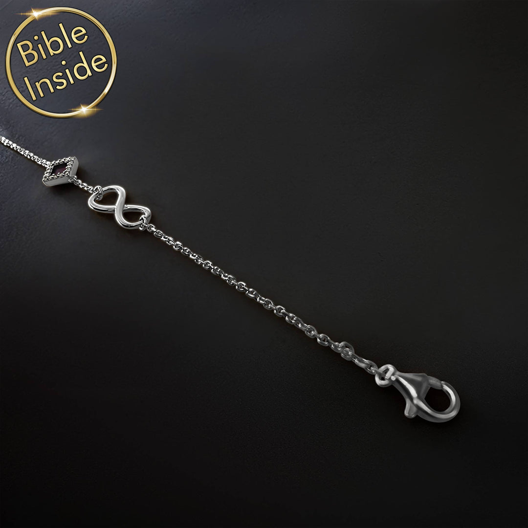 Best jewelry for Valentines day – infinity bracelet with microchip Bible for women